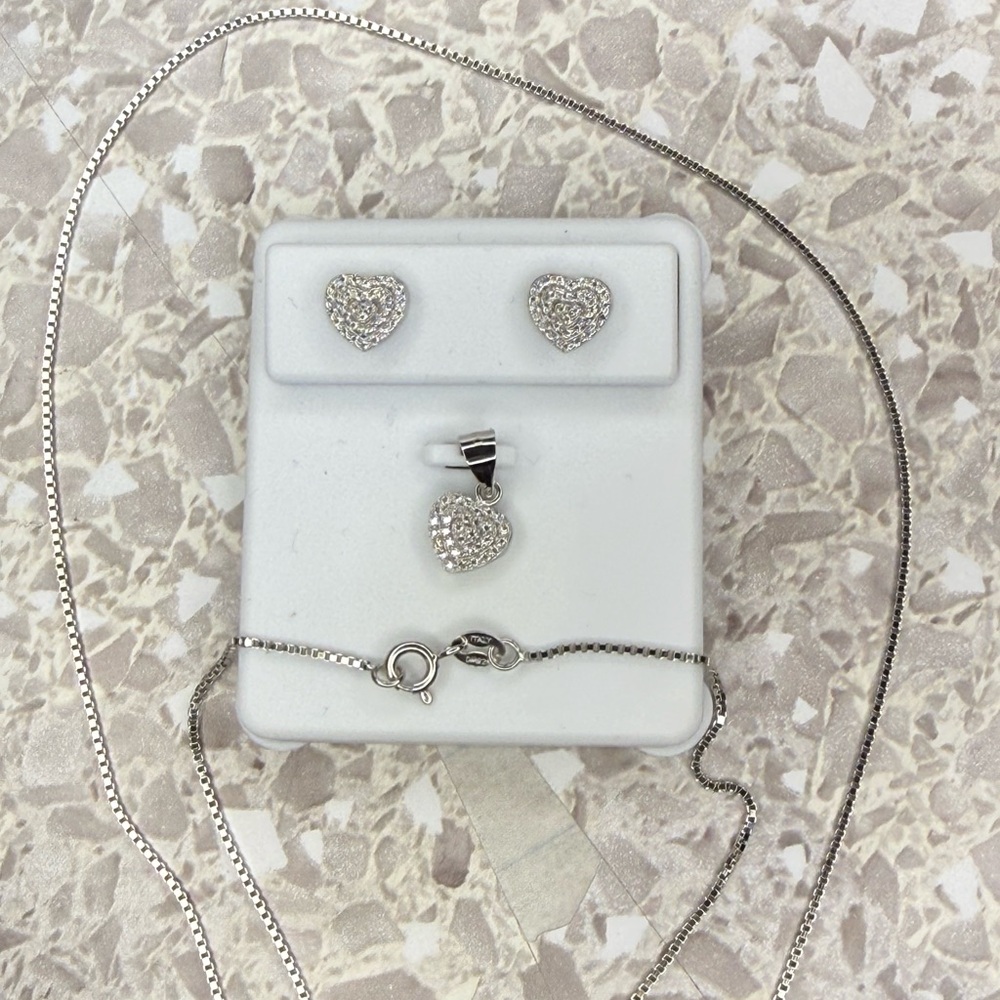 Elegant 925 Silver Moissanite Heart Jewelry Set